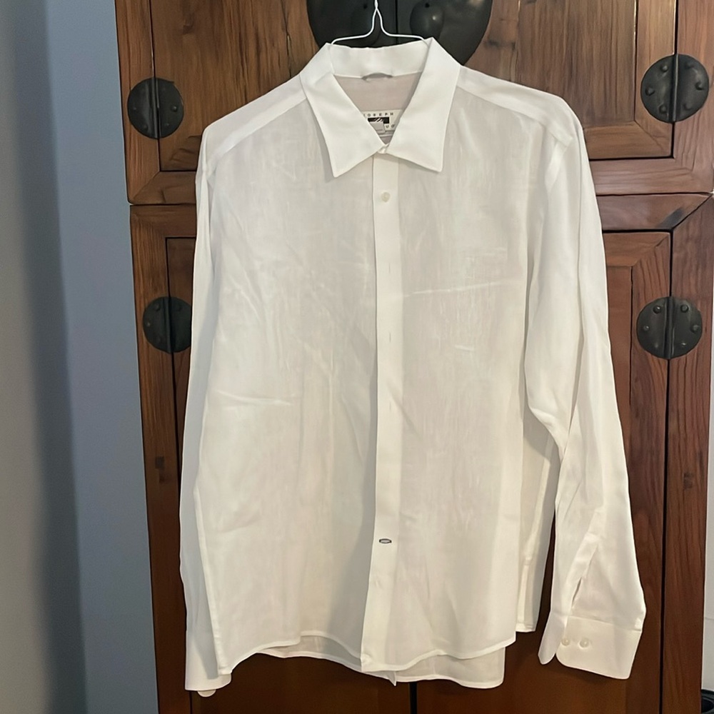 Joseph Abboud long sleeve white linen shirt. Size XL